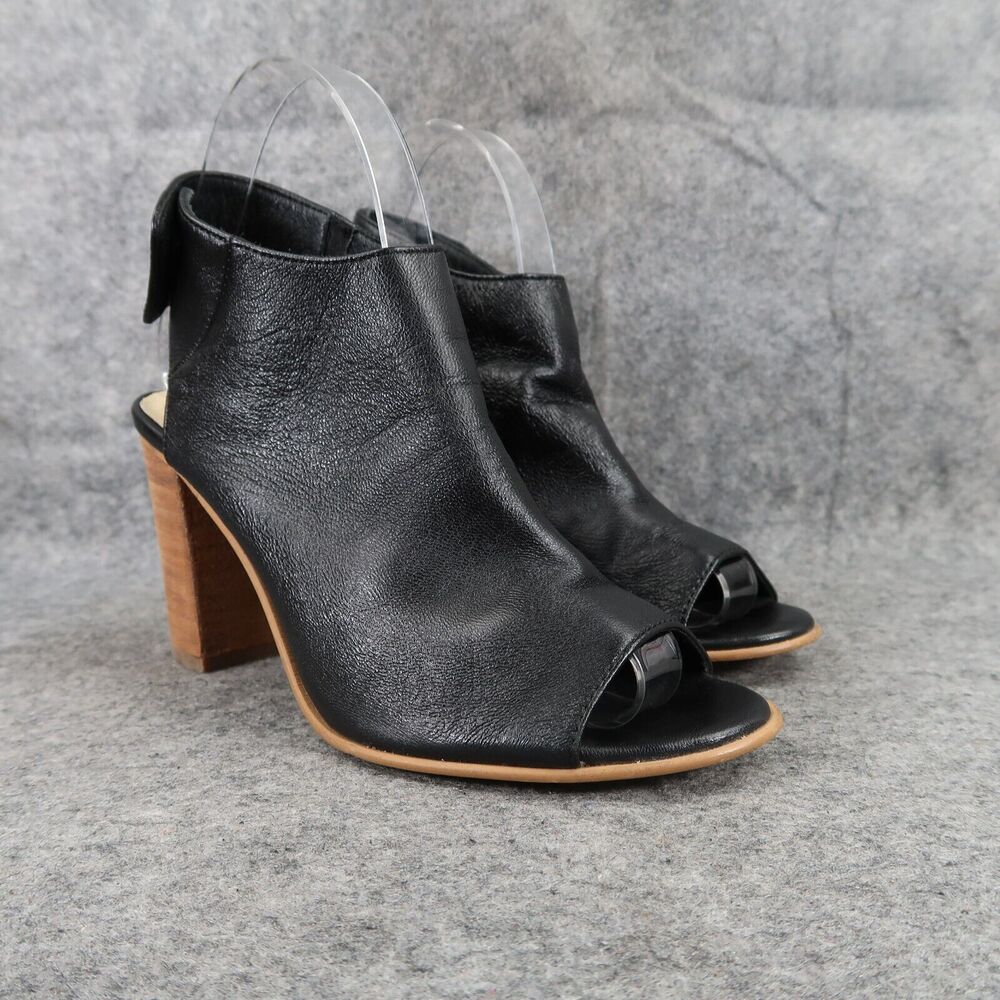 Steve Madden Shoes Womens 6 Booties Fashion Open Toe Ankle Strap Leather Black